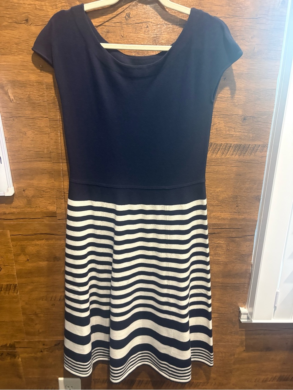 Boden Navy & Cream Striped Fit-and-Flare Dress - Picture 4 of 9
